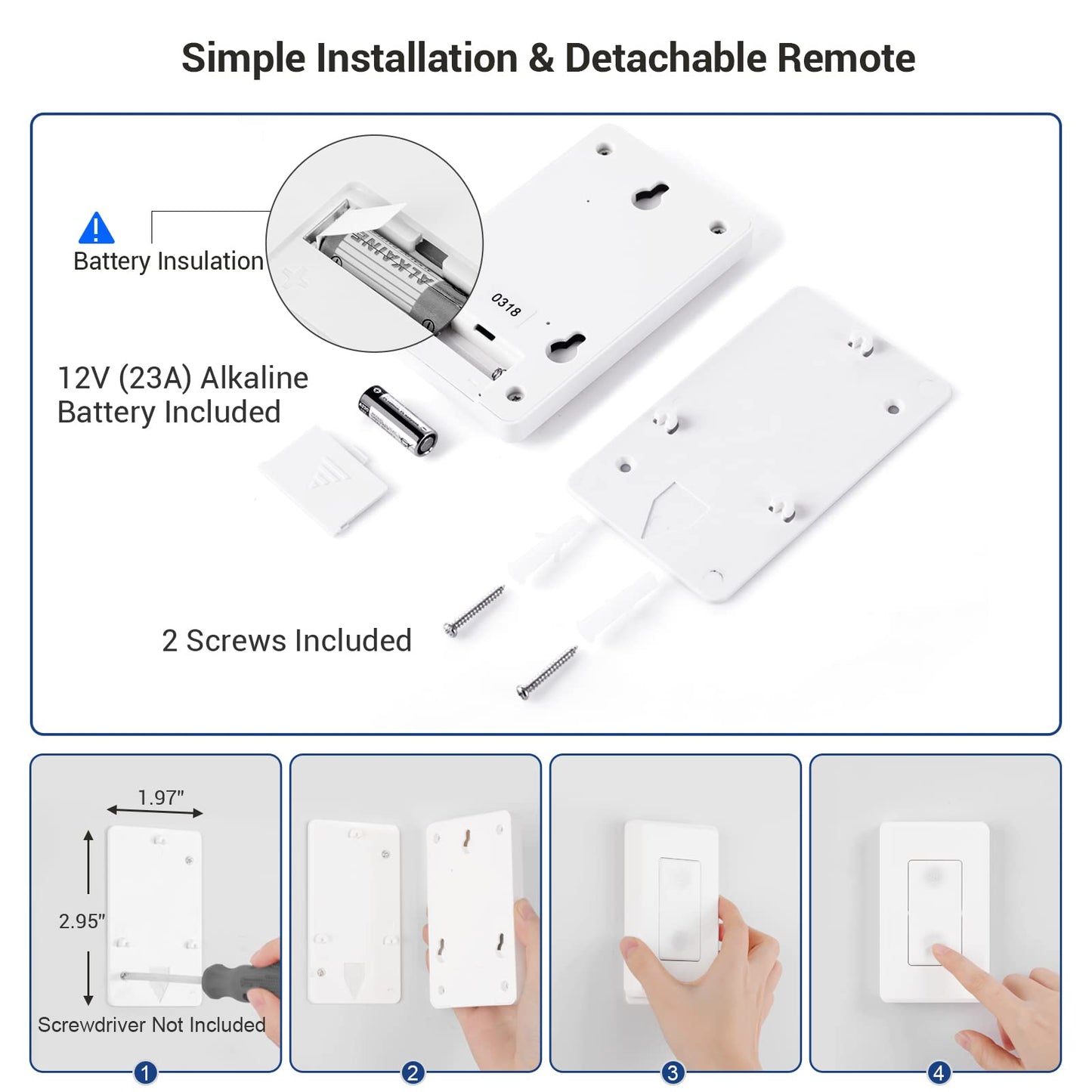DEWENWILS Wireless Remote Wall Switch and Outlet, No Wiring Remote Control Outlet Light Switch, Expandable, 15A/1875W, 100ft RF Range, Compact Side Plug, ETL Listed (1 Outlet and 2 Remotes)