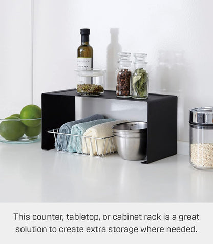 Yamazaki Home Tower Stackable Kitchen Rack - Small Storage Organizer Counter Shelf - Steel