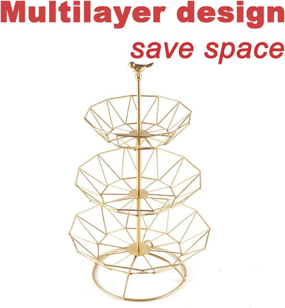 Wrought Iron 3 Tier Fruit Tray, Serving Tray for Fruits, Desserts, Candy Buffet Plates for Family Dinner