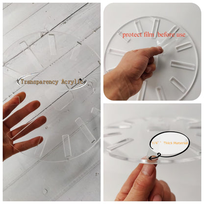 Kingria 10" Calibre Clock Template Handle Router Template Woodworking 1/4'' Thick DIY Clock Board with Dials Acrylic Inlay Clock Template