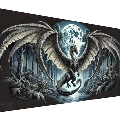 Fantasy Dragon 5D Diamond Painting Kits for Adults, animal Landscape Diamond Mosaic Art,DIY Full Round Diamond Embroidery,Diamond Art Kits for Home Decor,Large size 15.7x27.5 inches,DIY Mosaic Art