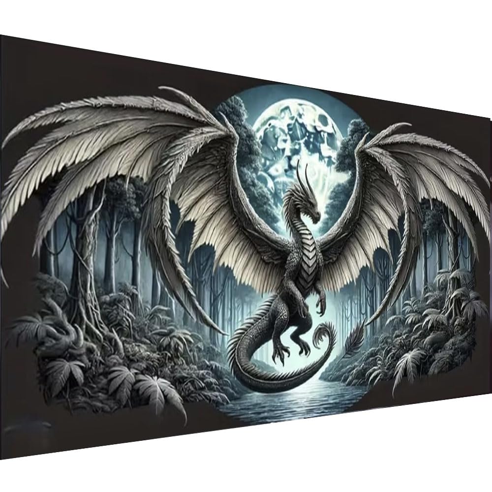 Fantasy Dragon 5D Diamond Painting Kits for Adults, animal Landscape Diamond Mosaic Art,DIY Full Round Diamond Embroidery,Diamond Art Kits for Home Decor,Large size 15.7x27.5 inches,DIY Mosaic Art