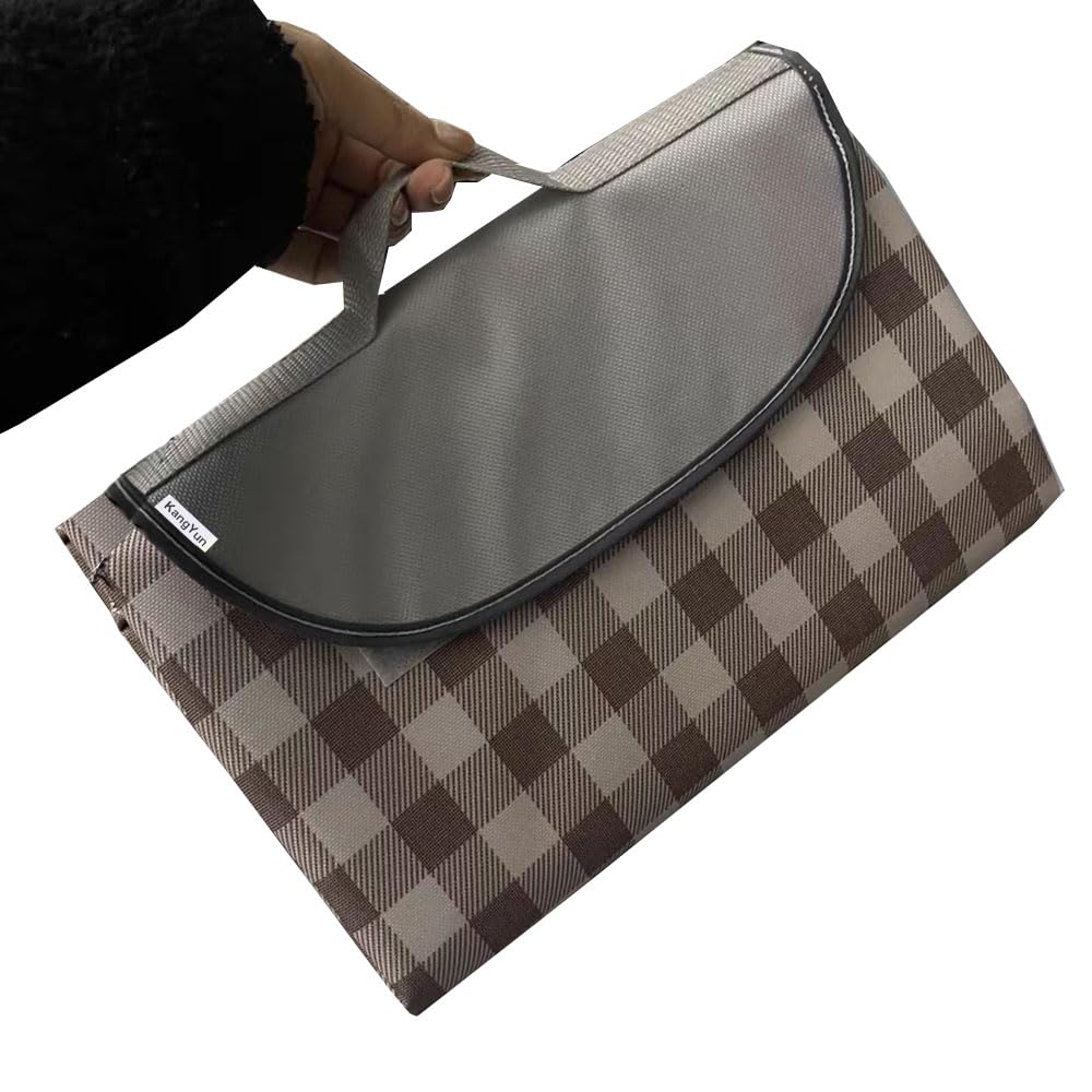 PUPOPIK Outdoor Picnic Blanket, Foldable Waterproof Sand Beach Mat,Large 80x60in Beach Camping Hiking Travel Family Concerts Portable Beach Blankets (Brown)