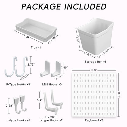 Peg Board Wall Organizer, 2 Pack 11.8 Inch PP Plastic Pegboard Panels, Modular Wall Mount Storage Panel with Hooks and Accessories, Space Saving Heavy Duty Pegboard for Craft Room, Kitchen
