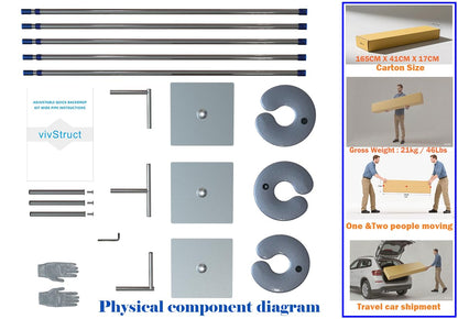 Backdrop Stand Kit Adjustable Heavy Duty Portable 10FT X 20FT Pipe and Drape Quick Set Up for Wedding&Party&Event&Photography&Show&Display (No Drape) ，But Not for Flower Walls/TVs/Heavy Items