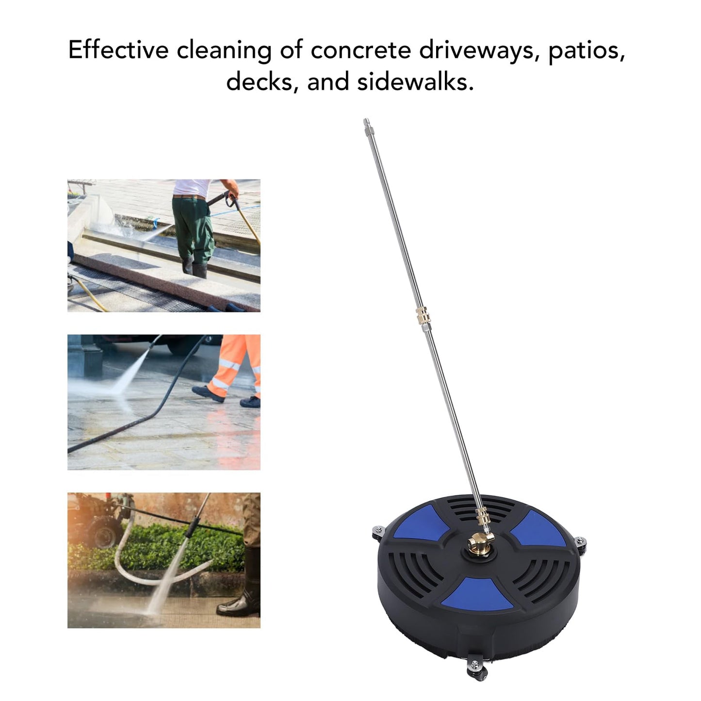 TRELVEX 16 Pressure Washer Surface Cleaner with 3 Wheels 4000psi Max Pressure 1 4 Connector Stainless Steel Driveway Power Washer Attachment for Concrete Patios Walkways Deck and Driveways