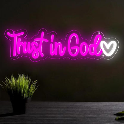Vivafurn Trust In God Neon Sign,Christian Neon Light USB Powered Dimmable Led Sign Religious Neon Signs for Wall Decor, for Prayer Room Church Bedroom Living Room Jesus Christian Gifts