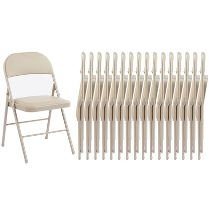 Sweetcrispy Folding Chair 16 Pack, Leather Padded Folding Chairs, Sturdy Metal Foldable Chairs, Easy to Use and Store, Outdoor and Indoor, for Home, Office, Party, Comfy