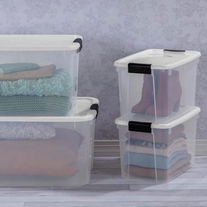 Sterilite 12-Pack Ultra Latching Storage Bins - Clear Plastic 30 Quart Organizing Containers for Home & Office