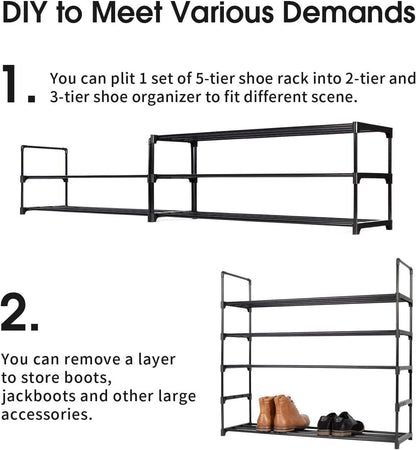 6-Tier Metal Shoe Rack, Stackable Shoe Tower, Shoe Storage Organizer Metal Cabinet Durable Multifunctional Shelf