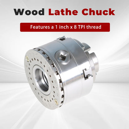 Findmall 2-3/4 Inch 4 Jaw Self-Centering Keyed Lathe Chuck Set Wood Lathe Chuck with 1-Inch x 8TPI Thread