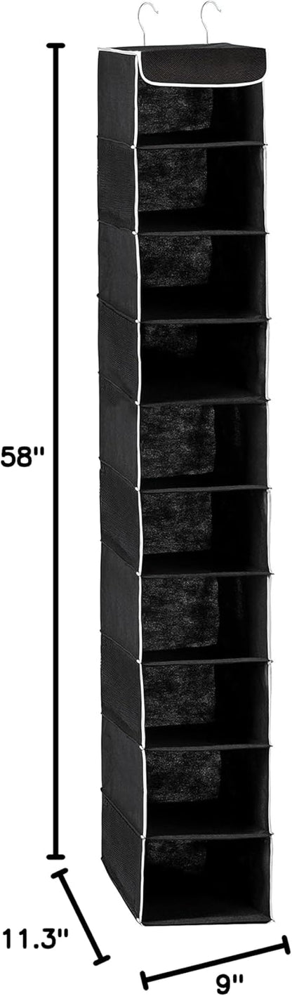 Closet 10-Shelf Closet ZOBER Hanging Organizer, - Hanging Storage Organizer Shelves for Clothes, Towels, Toys - College
