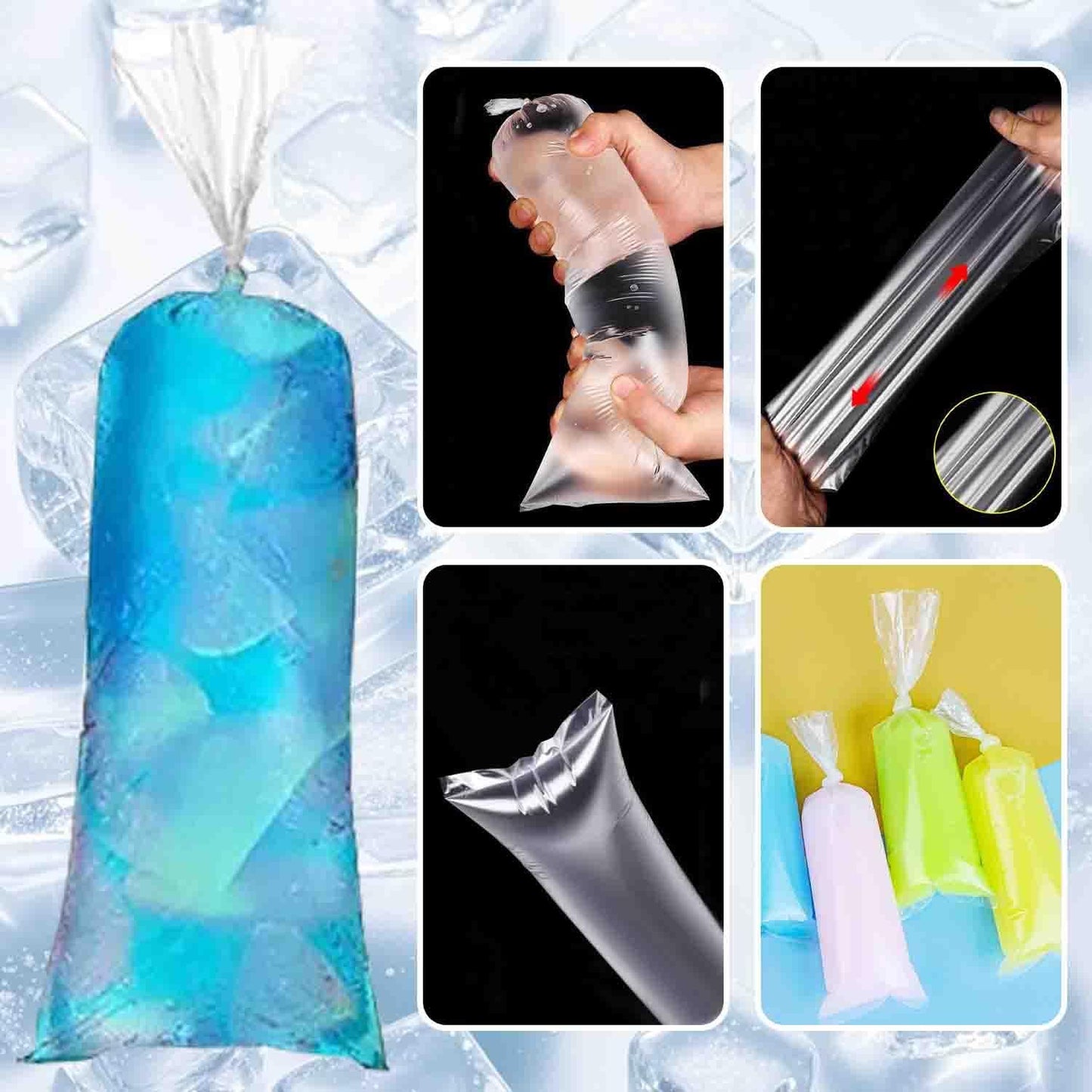 DHYLRICHER 500 (3 12 Inch) Pcs Disposable Ice Lolly Molds Plastic Freeze Pop Bags with Silicone Funnel for Homemade