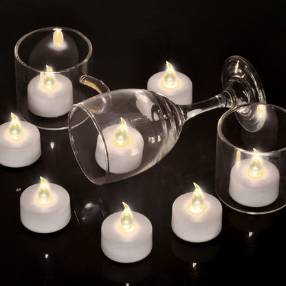 Biyanuo Tea Light, 100 Pack Flameless LED Tea Lights Candles Flickering red 200+ Hours Battery-Powered Tealight Candle. Ideal for Party, Wedding, Birthday, Gifts and Home Decoration
