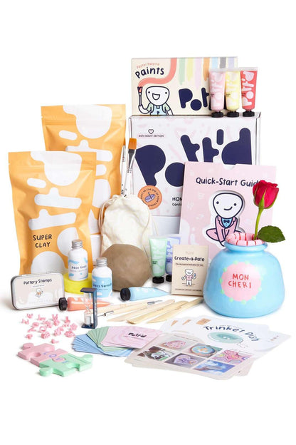Pott'd Air Dry Clay for Adults Date Night Special Edition. Beginners Home Pottery Kit. DIY Craft Kit for Adults. Kit Includes: Air-Dry Clay, Tools, Paints, Brushes, Sealant, How-to-Guides