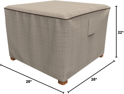 P4A06PM1 Budge English Garden Square Patio Table / Ottoman Cover Heavy Duty and Waterproof, Medium, Tan Tweed