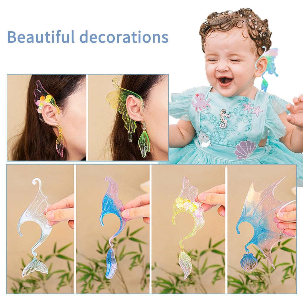 BIGEBO 5 Set Ear Cuffs Resin Molds, Butterfly Shaped Elf Ear Clip Silicone Mold Earring Resin Molds for DIY Handicraft Earring Jewellery Decor