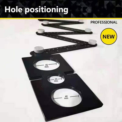 Multi-Angle Measuring Ruler - 12-Side Hole Positioning Aluminum Alloy Template Tool With Universal Drilling Locator