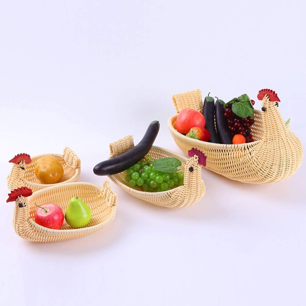 SEWACC Woven Storage Baskets, 3 Pcs Rattan Woven Fruit Basket, Decorative Bowl for Home Kitchen