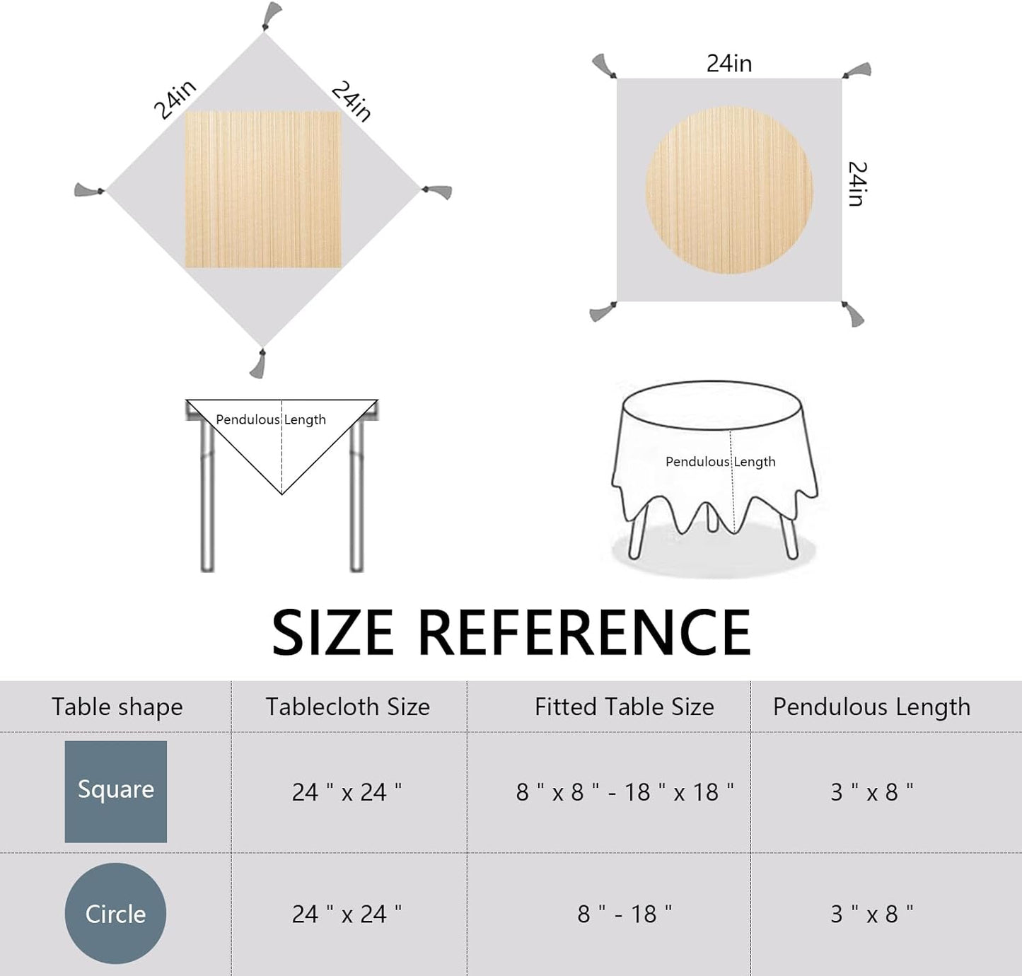 24 24 inch, Summer Boho Small Tablecltoh Square x Spring Cotton Linen Bedside Table Cloth with Tassel, Brown Nightstand
