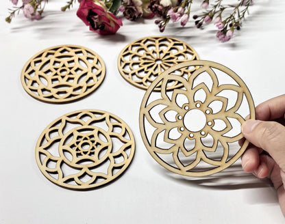 Sourdough Bread Stencil Set,4 Pack Laser-Cut Wooden Mandala Stencils for Artisan Bread Scoring, Flour Dusting & Decor (Natural Wood)