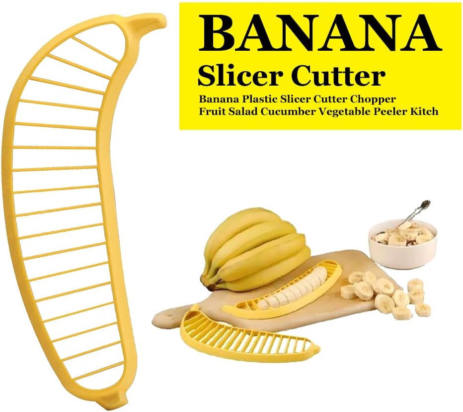 Guyuyii Banana Slicer, Safe Kitchen Gadget for Kids and Adults, Get 18 Even Slices in Seconds