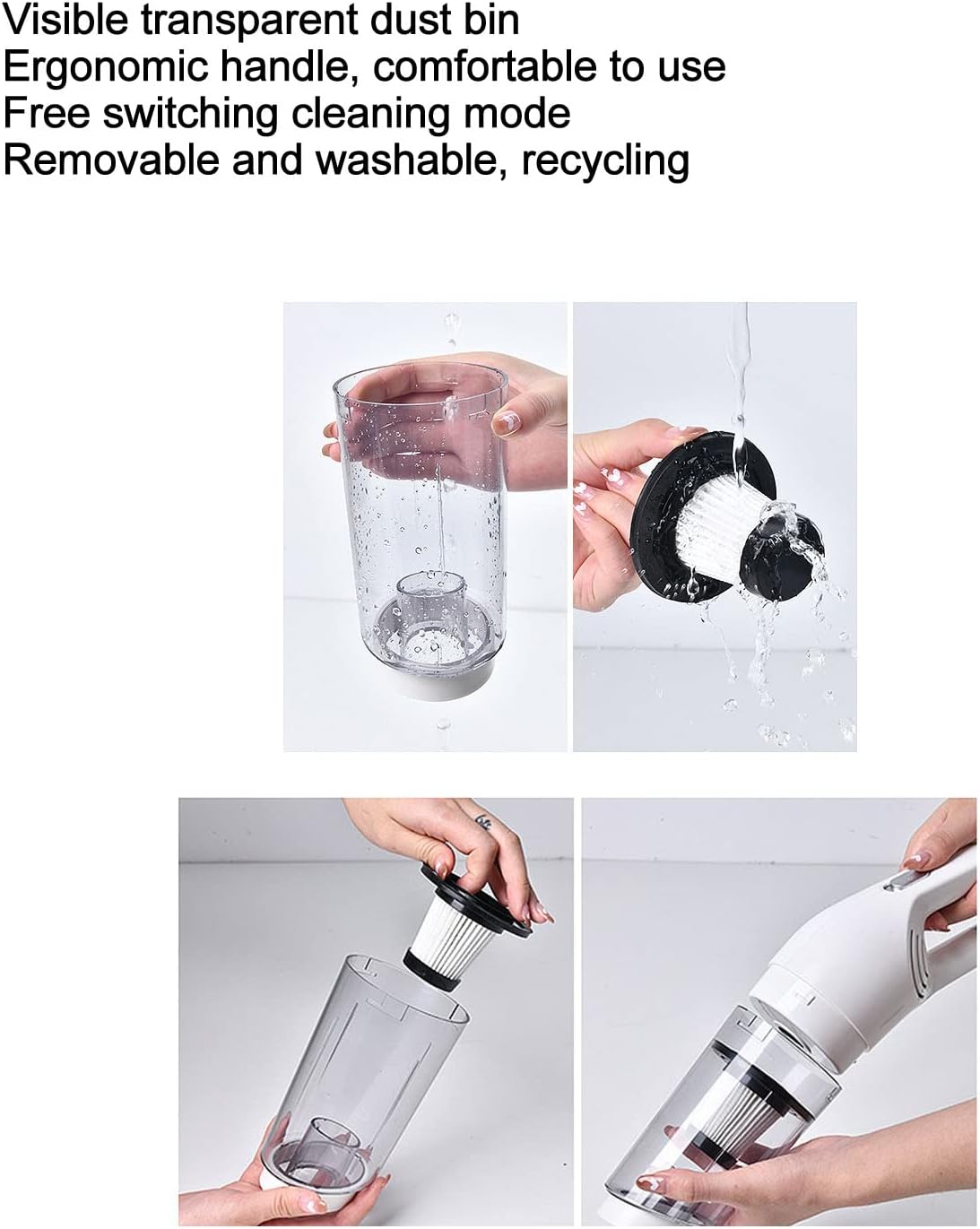 Cordless Vacuum Cleaner, Powerful 12000pa Suction Stick Vacuum with Long Nozzle Brush and Extended Hose, Lightweight