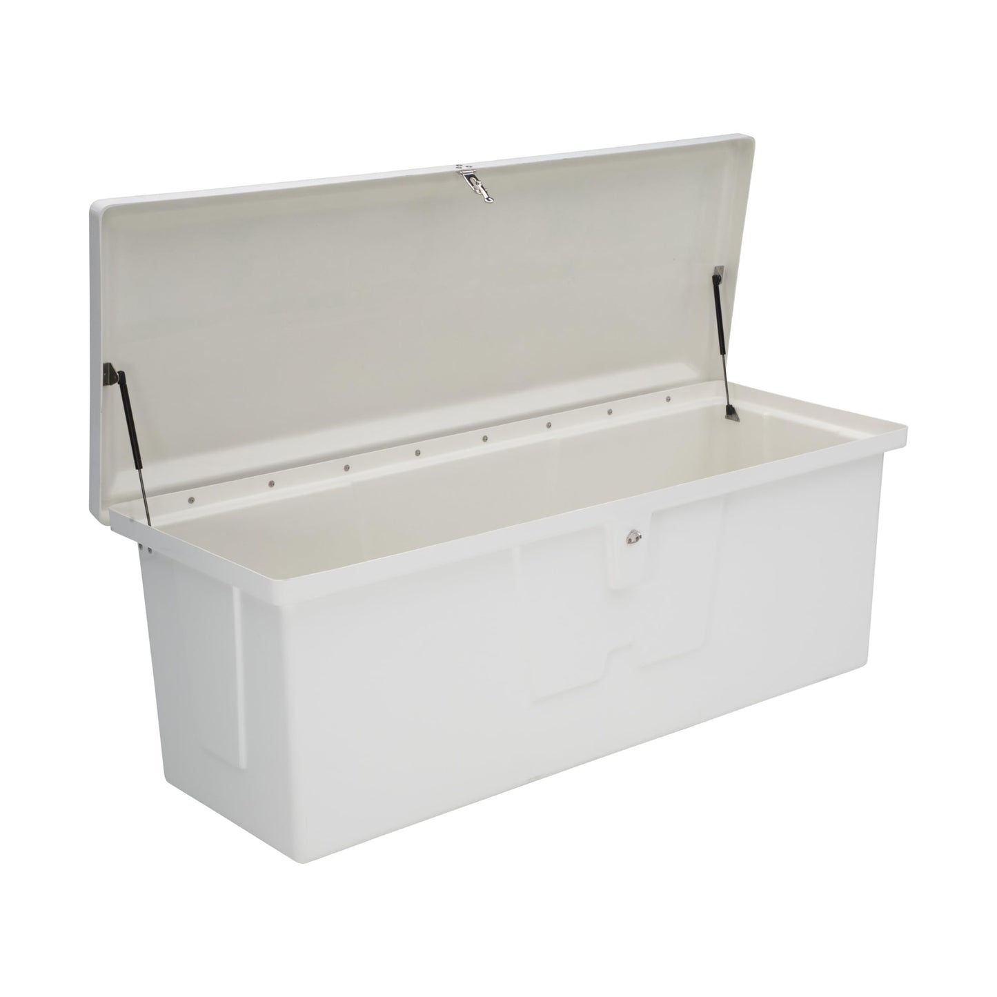 Taylor Made Stow N’ Go Deep Fiberglass Dock Box, Medium (27"H X 72"W X 26"D), White, Smooth Interior Finish, Lockable Latch, Stainless-Steel Hardware - 83554