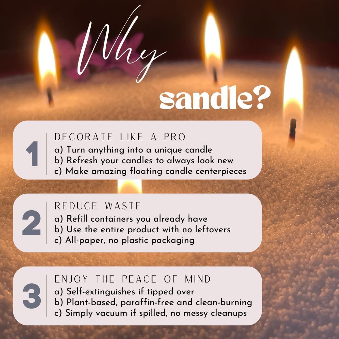 Pearled Candles Sand and 30 Wicks 18 Oz - Refillable Vanilla Scented Pearled Candle Non Toxic Luxury Long Lasting up to 120 Hours-Natural Pearl Powder Wax Sand Candle Beads Kit for DIY Candles Making