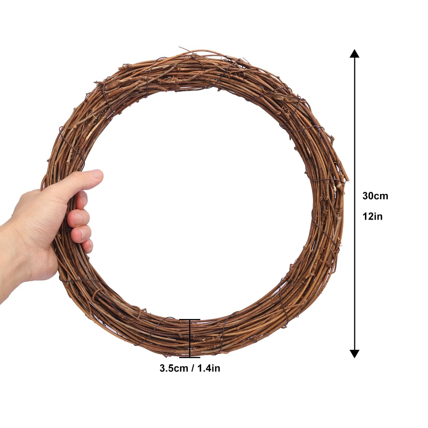 KUKLIPJIM 6 Pcs 12 Inch Natural Grapevine Wreath Set, Hand-Woven Vine Branch Wreaths for DIY Crafts, Christmas Decorations, Home & Event Styling