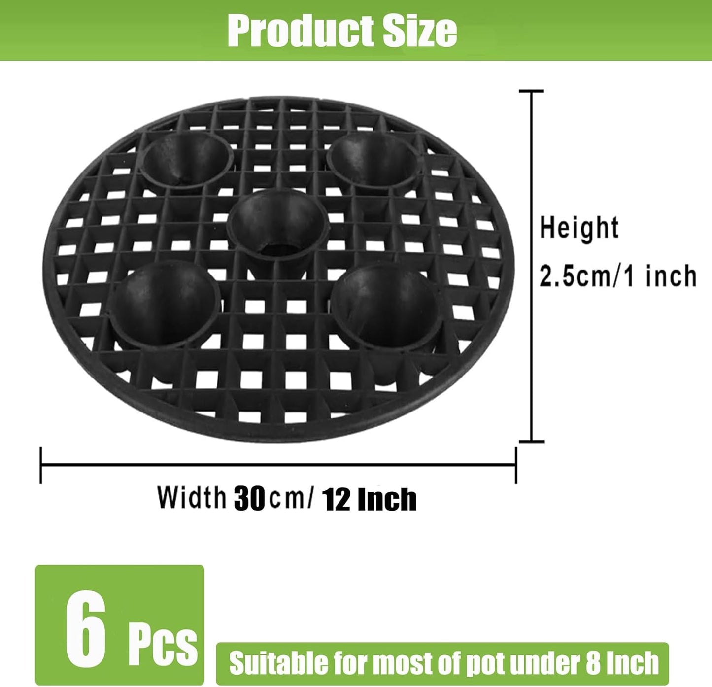 6 12 Inch QTLCOHD Pcs Pot Elevators for Plants, Black Plant Level Pot Elevator Plastic Plant Stand for Indoor Outdoor