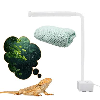 MinrzPet USB-Powered Reptile Shower Kit with Waterfall Fountain & Plush Towel – Bathing Essentials for Bearded Dragons, Frogs & Small Pets
