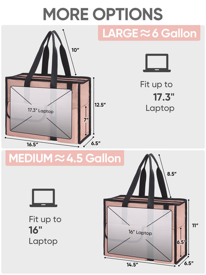 BALEINE Large Utility Tote Bag with Reinforced Bottom, Multi-Pockets and Top Zipper Closure, Perfect for Teachers, Nurses, Travel, Work - Water-Resistant (Medium, Pink)