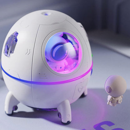 Space Capsule Humidifier, 220ml USB Ultrasonic Cool Mist with 7 Colors Light for Home Office Car (White)