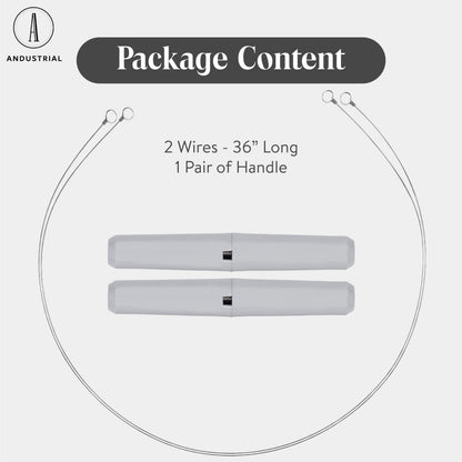 ANDUSTRIAL Stainless Steel Cheese Cutting Replacement Wires For Soft and Hard Cheese - Easy to Use and Clean - 2 Wires 36" + 1 Pair Egronomic Plastic Handle