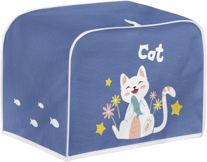Cat Flower Print Toaster Cover 2 Slice Wide Slot, Lightweight Washable Dust Protection Appliance Bag Bread Maker Cover,
