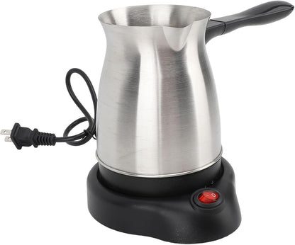 Turkish Coffee Maker, 600ml Stainless Steel Electric Pot with Long Handle for Home and Travel