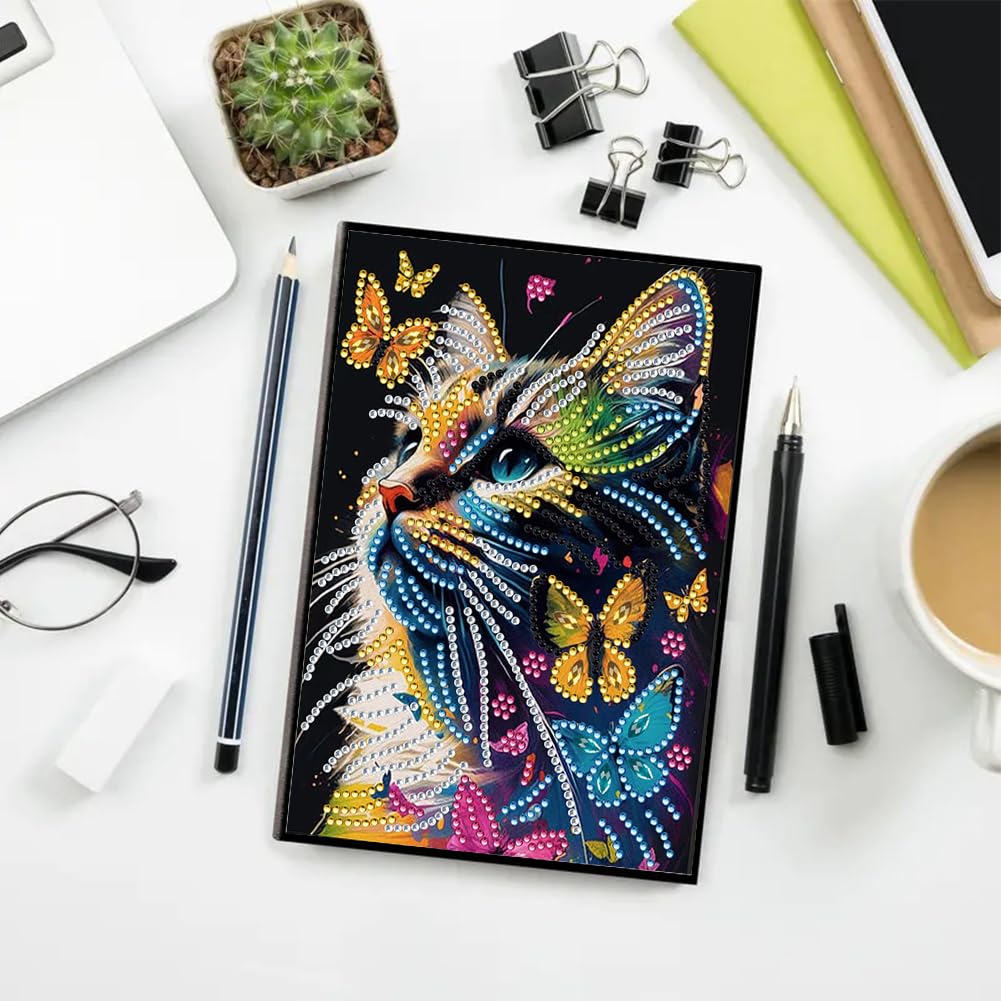 5D DIY Diamond Painting Notebook Art Kits for Adults Beginners Cover Leather Diamond Painting Sketchbook Flower Diamond Art Hardcover Dairy Book Festival Birthday Gift 8.26x5.7 in (Blue-04)