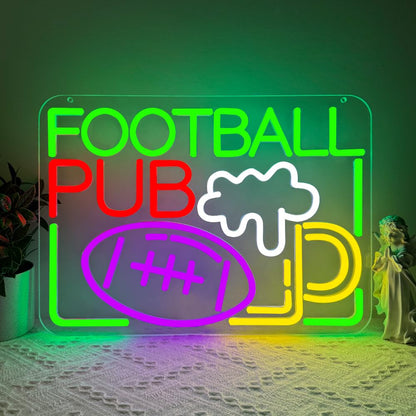 Beer Neon Sign, Bar Led Neon Light Signs for Home Bar Wall Decor Dimmable Football Light up Sign for Pub Bistro Night Club Home Man Cave Decoration Gift USB Powered(15.6"*11.5")