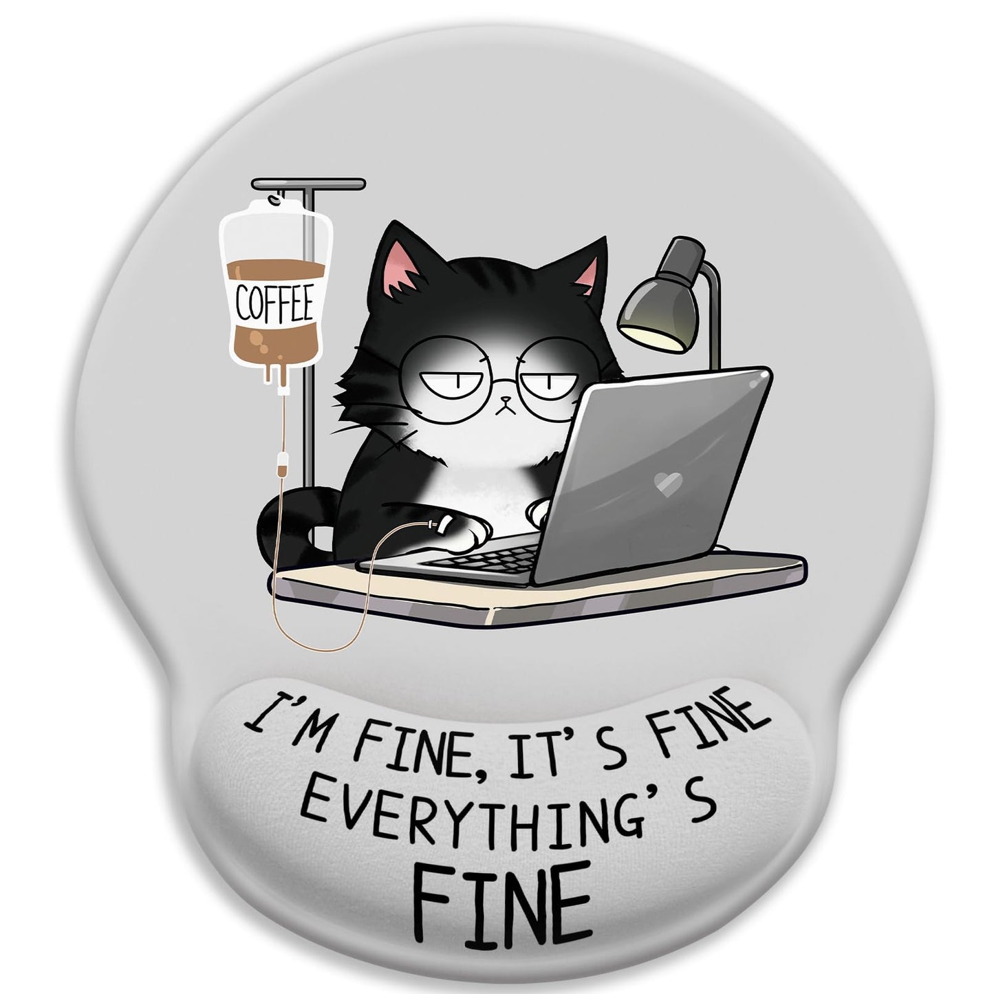 LIMKRIAN Cat Ergonomic Mouse Pad with Wrist Rest, Gaming Mouse Pad with Wrist Support, Funny Mouse Pads for Desk, Computer Mousepad with Non-Slip Pain Relief PU Base, Cute Office Desk Accessories