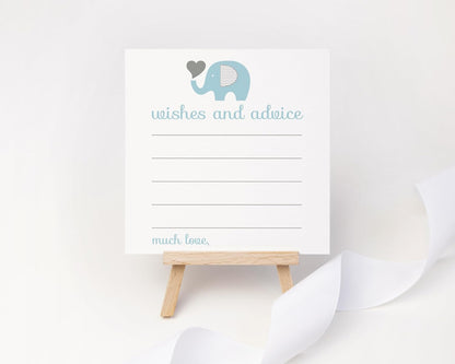 Blue Elephant Advice Cards - 25 Pack, Fun Baby Shower Game & Unique Guest Book Alternative