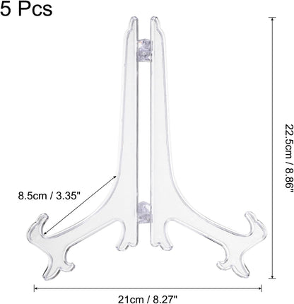 uxcell 9" Acrylic Plate Stands for Display Easels, Transparent 5Pcs Acrylic Plate Holder for Card Photo Frame