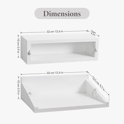 13 Inch SUMGAR Floating Nightstand White Modern Bedside Table Organiser Fully Assembled Shelf Small Spaces Wall Mounted