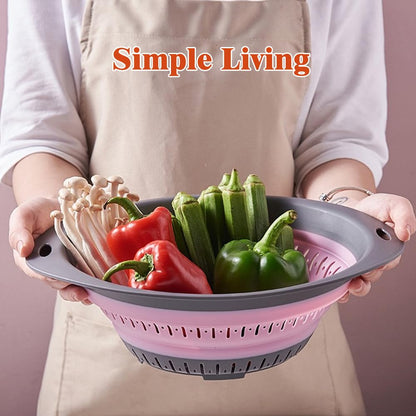Collapsible Colander and Strainer,Silicone Strainer Colanders & Food Strainers,for Vegetable and Fruit, Kitchen Essentials (2, White, 1.3L+2.5L)