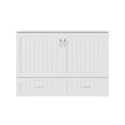 AFI, Southampton Murphy Bed Chest Full with 6" Mattress, Built-in USB Charger & Storage Drawer, White