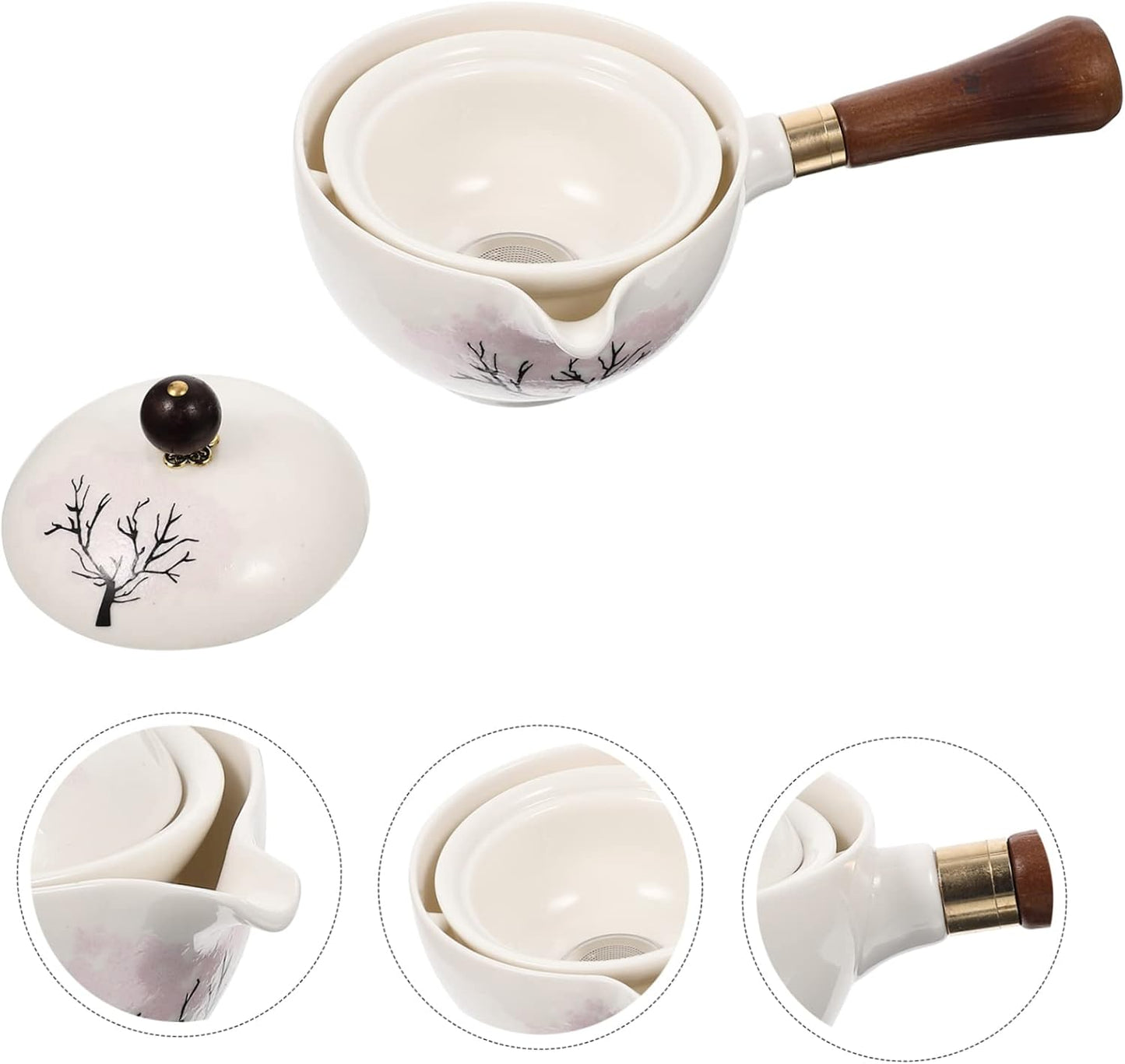 Vintage Kung Fu Teapot - Exquisite Traditional Flower Pattern Porcelain Tea Kettle, Classic Tea Infuser for Loose Tea,