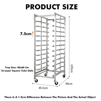 12-Tier Rolling Bakery Rack, Heavy-Duty Cooling Cart, Versatile Drying Rack for Home & Commercial Baking, Ideal for Cooking, Food Prep & Kitchen Organization