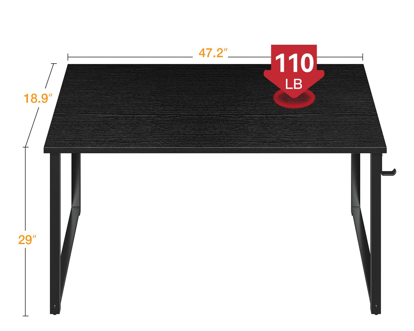ODK 48 Inches Computer Desk for Home Office, Office Table for Small Spaces, Writing Desk with Headphone Hooks, Black