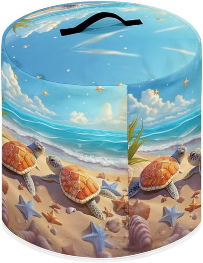 Sea Turtle Air Fryer Dust Cover, Beach Cover with Top Handle and Storage Pockets for Kitchen Appliances