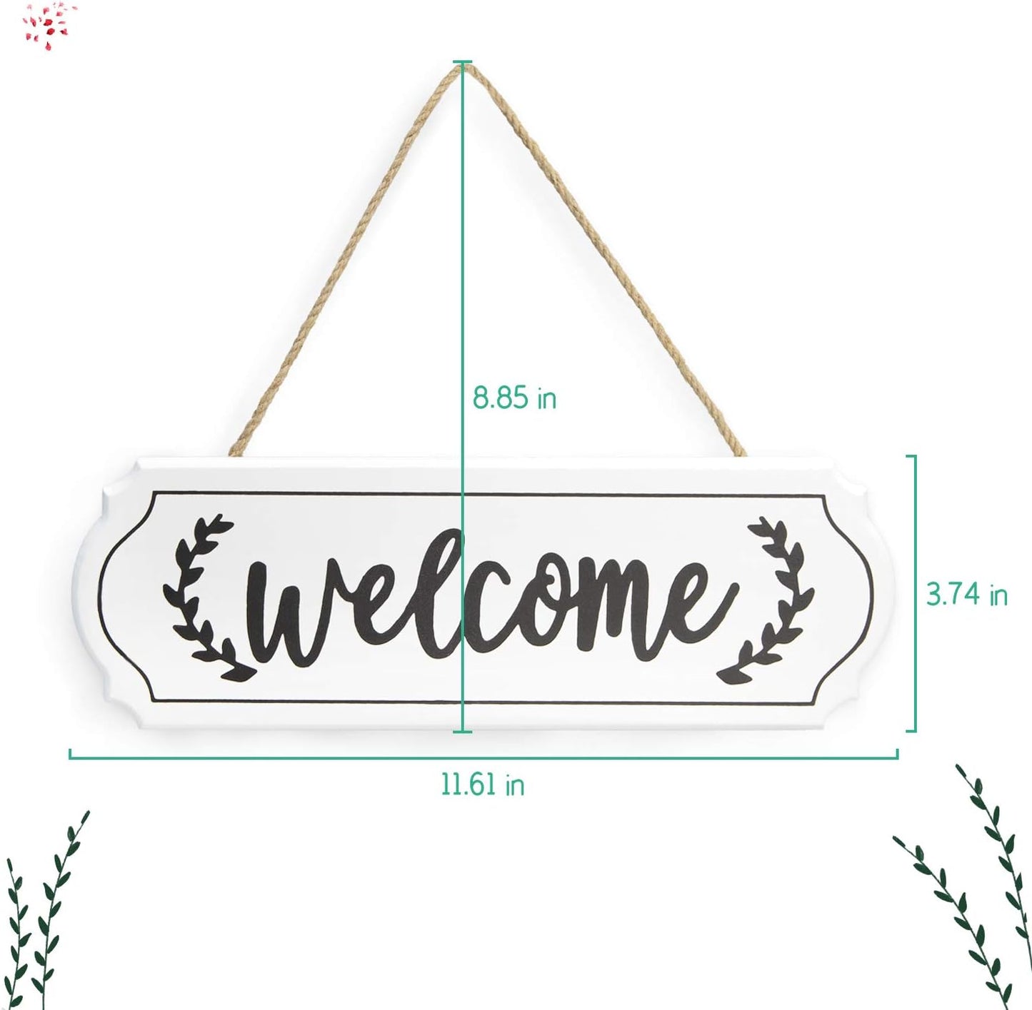 Wooden Welcome Sign for Rustic Farmhouse Decorations, Wall Hanging Welcome Sign for Front Door, White Rustic Wooden